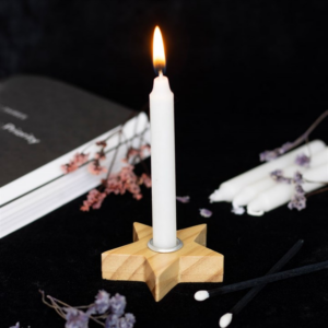 Natural Wooden Star Spell Candle Holder and Candle